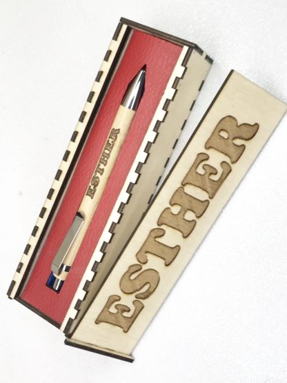 Cofanetto Artigianale Interno in Eco Pelle Rossa con Biro e Ricarica