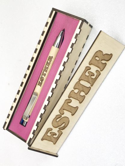 Cofanetto Artigianale Interno in Eco Pelle Fuxia con Biro e Ricarica